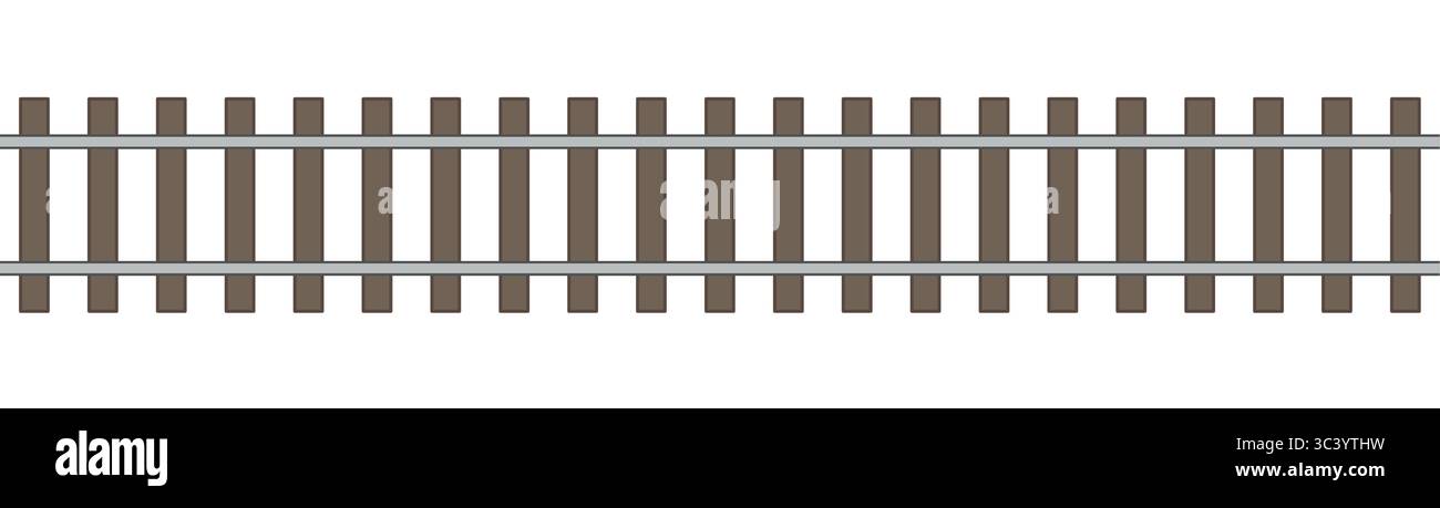 Silhouette der Eisenbahngleise, Illustration der Eisenbahngleise, nahtlose, wiederholbare Form Stock Vektor