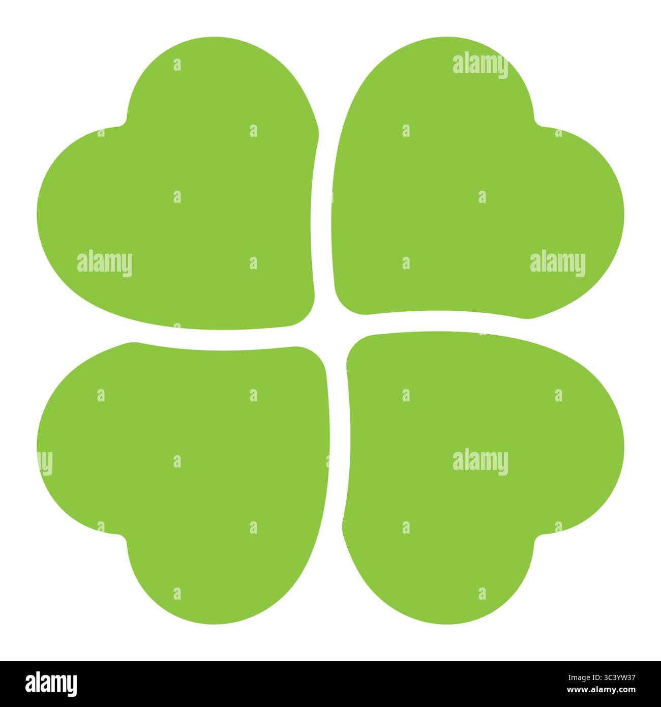 Vierblättriges Kleeblatt Silhouette Symbolform, Illustration eines grünen vierblättrigen Kleeblattes, isoliert auf weiß Stock Vektor