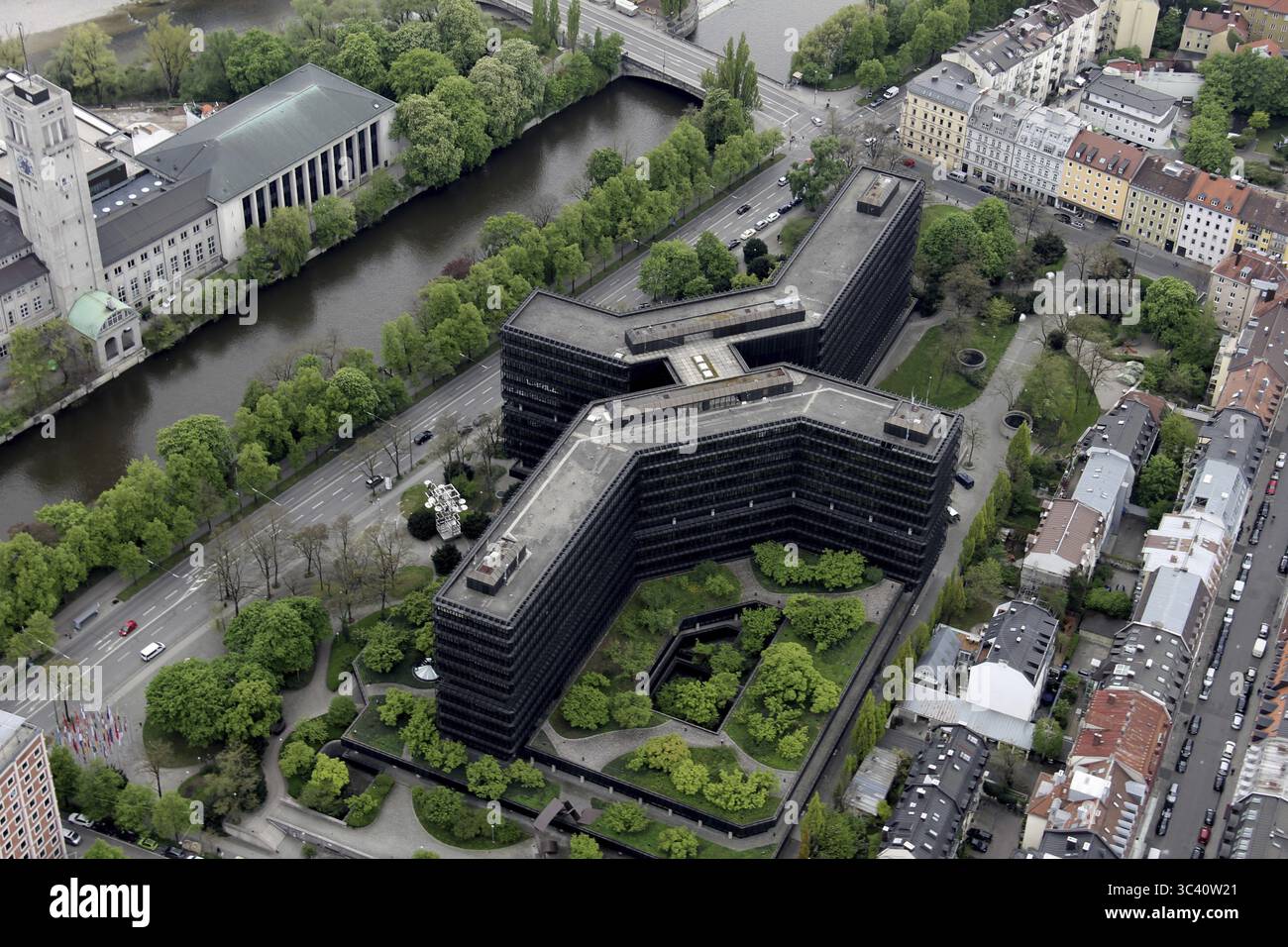 Luftaufnahme des Europäischen Patentamts, München Stockfoto