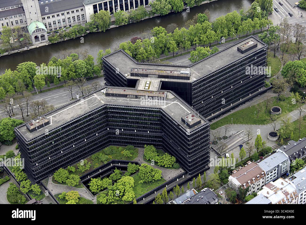 Luftaufnahme des Europäischen Patentamts, München Stockfoto