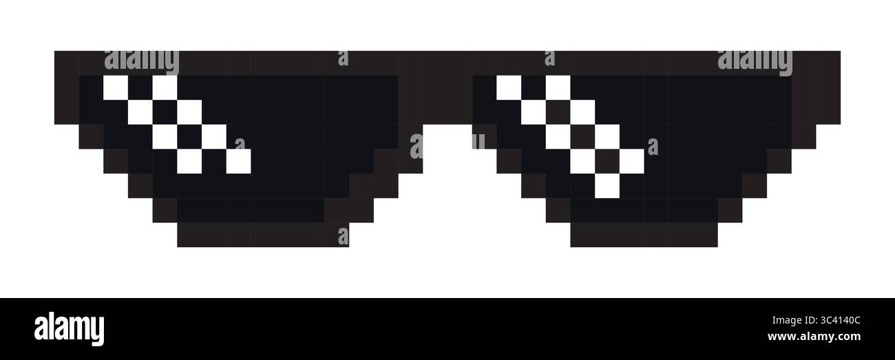 Schwarze Gepixelte Brille Isolierte Vektor-Illustration. Stock Vektor
