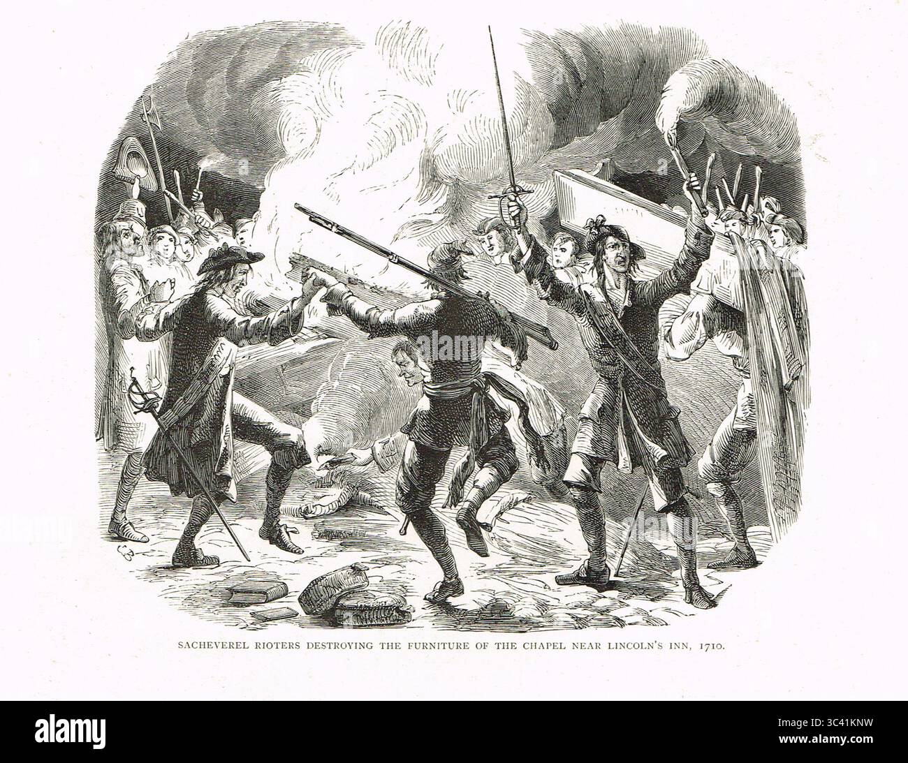 Sacheverell zerstörte 1710 die Einrichtung der Kapelle in der Nähe von Lincoln's Inn Stockfoto