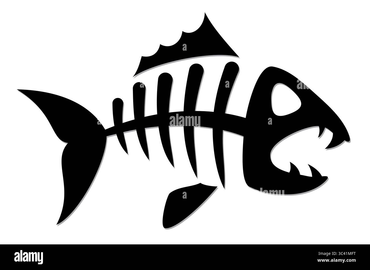Das Symbol des Raubfischskeletts. Stock Vektor