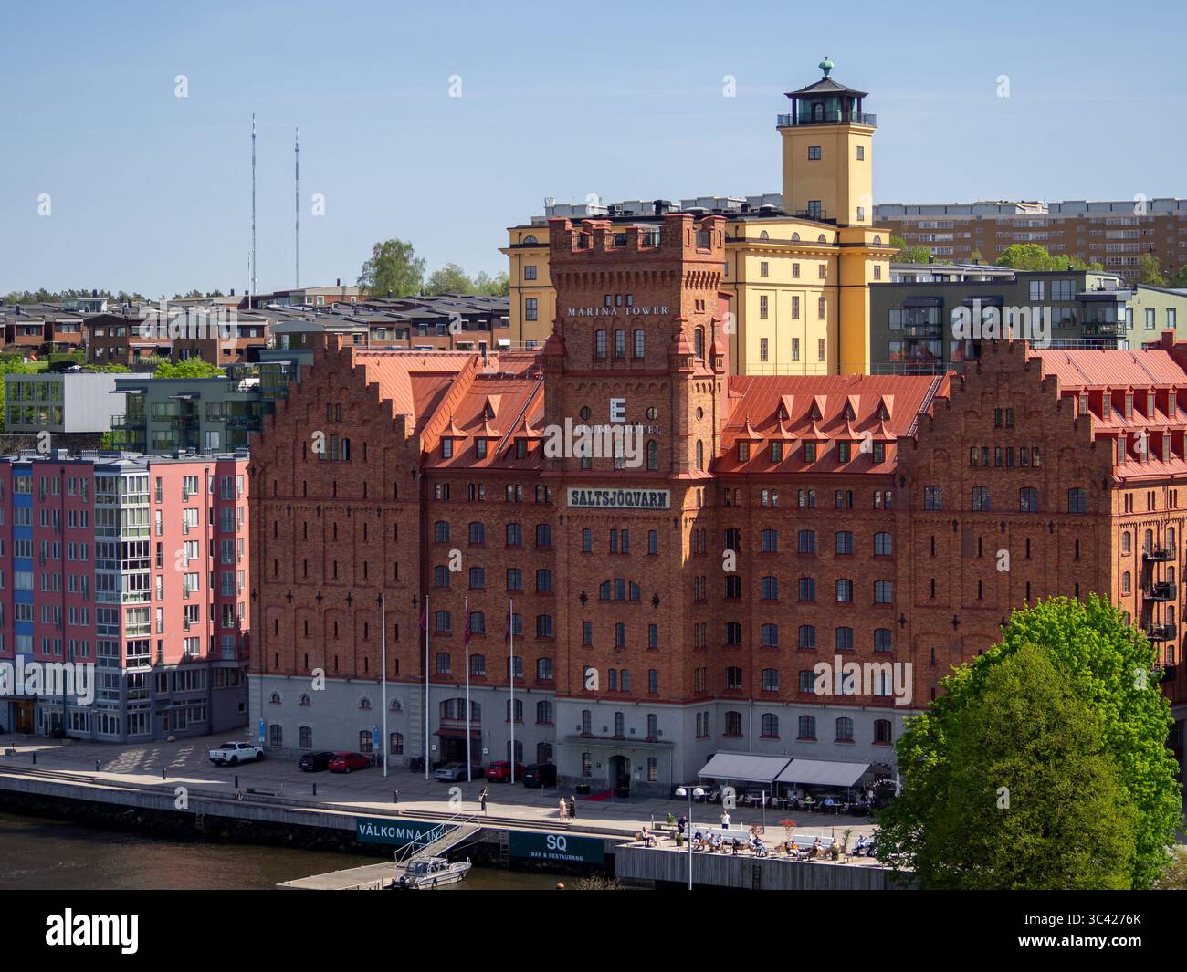 Elite Hotels Marina Tower 4-Sterne-Hotel in Stockholm, Schweden, verfügt über 186 Zimmer und wurde von einem historischen Mühlengebäude am Wasser der Stadt umgebaut Stockfoto