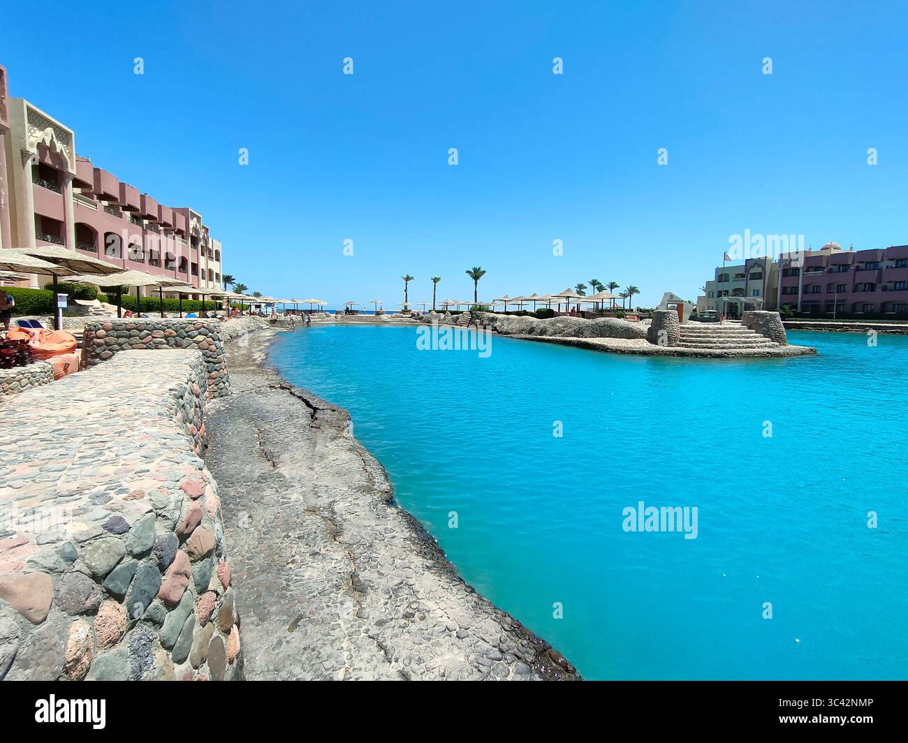 Sonnige Tage El Palacio Resort, Hurghada, Ägypten - Smartphone-aufgenommenes Stockfoto