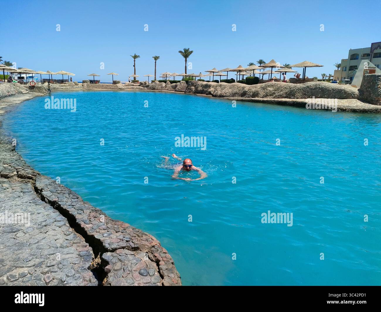 Sonnige Tage El Palacio Resort, Hurghada, Ägypten - Smartphone-aufgenommenes Stockfoto