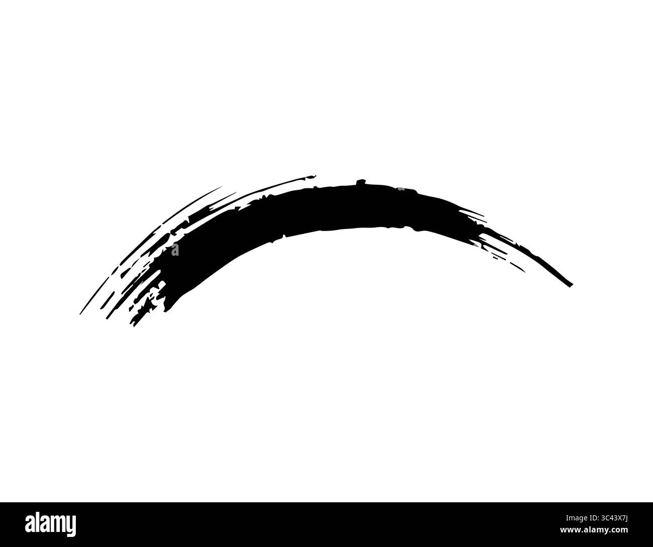 Ein künstlerischer schwarzer Pinselstrich, der auf einem sauberen weißen Hintergrund sichtbar ist, erinnert an Minimalismus und Kreativität. Geeignet für moderne Designs, Kunst Stock Vektor