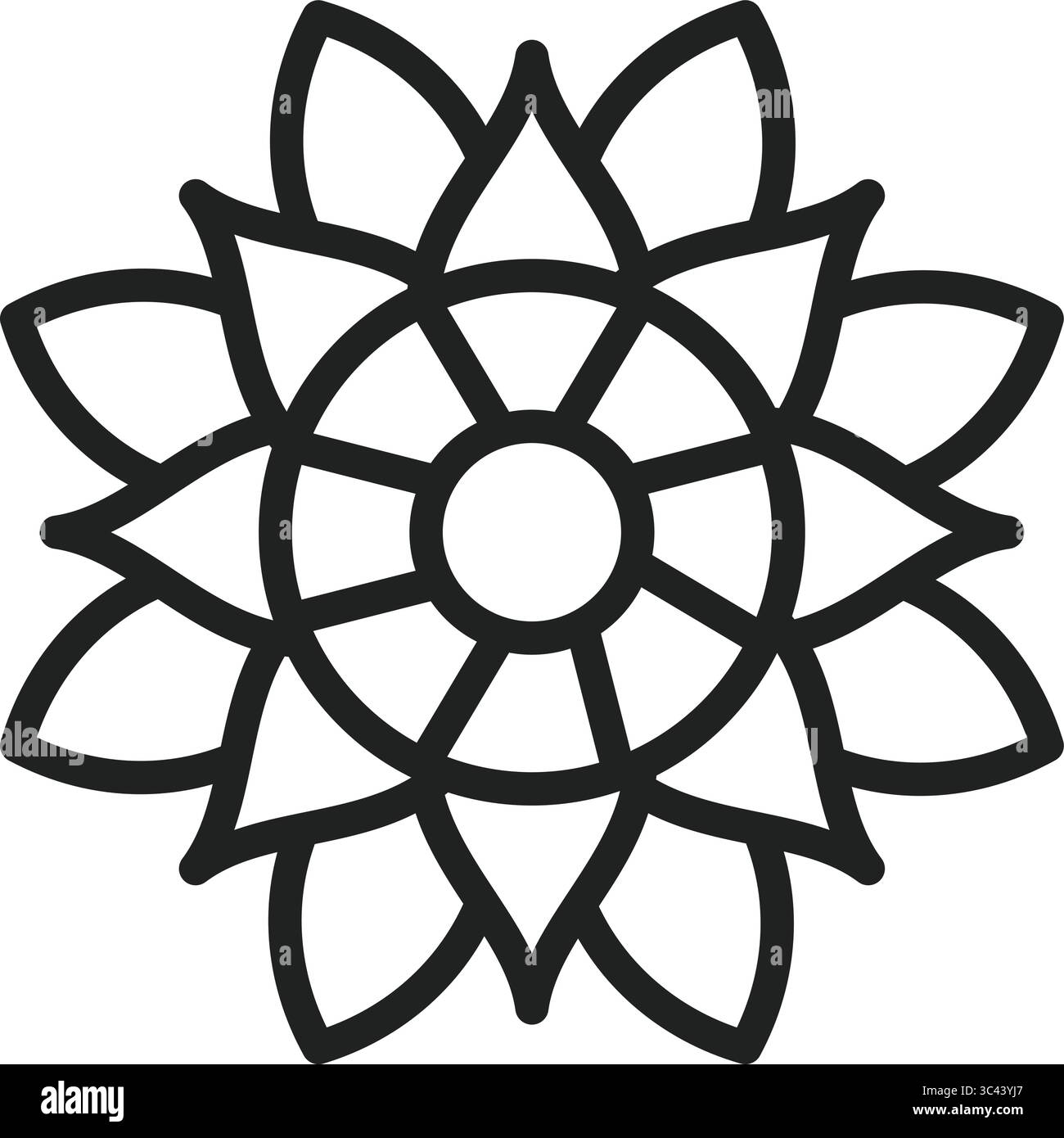 Symbol für Chakra. Geeignet für mobile Apps, Web-Apps und Printmedien. Stock Vektor