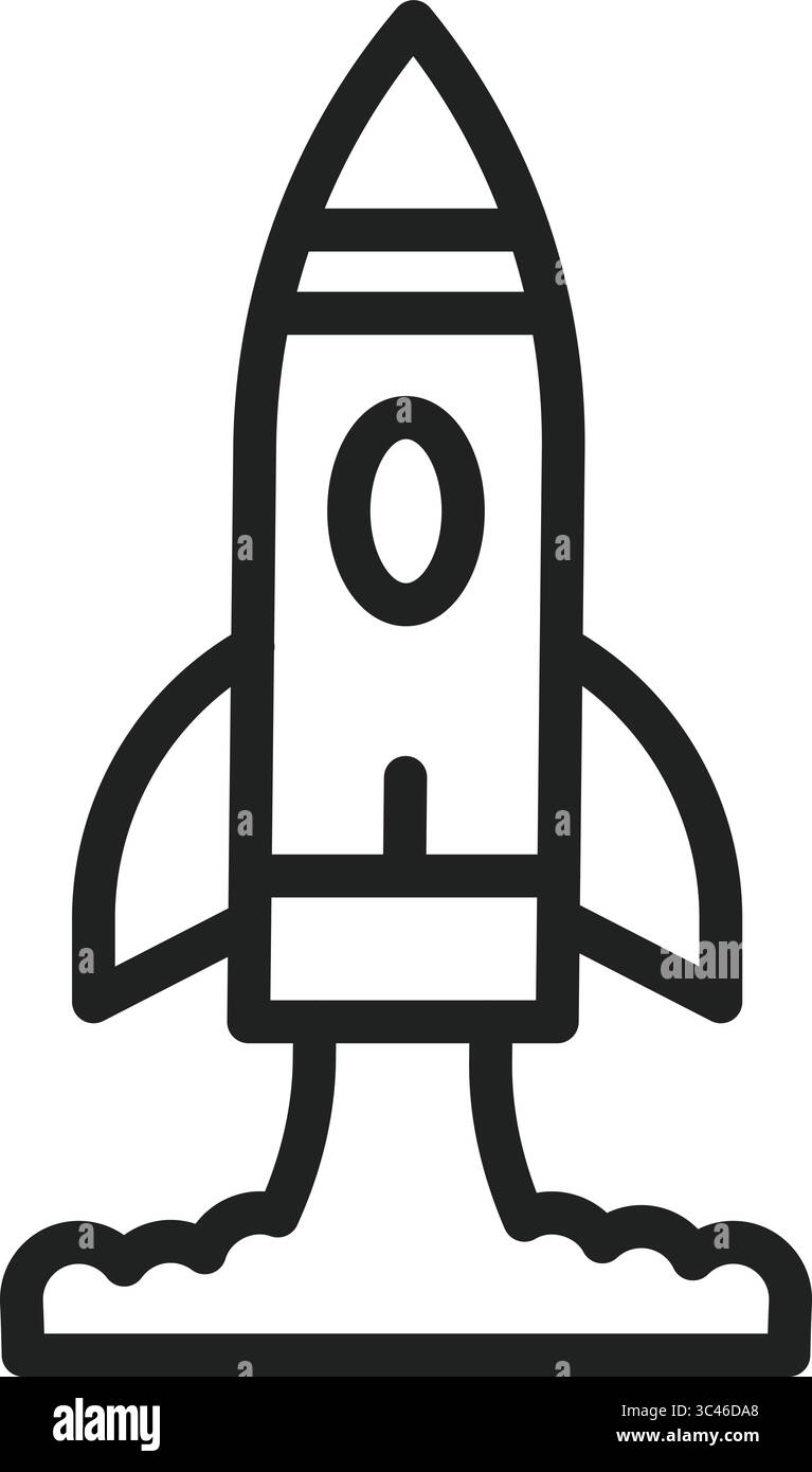 Raketenstartsymbol. Geeignet für mobile Apps, Web-Apps und Printmedien. Stock Vektor