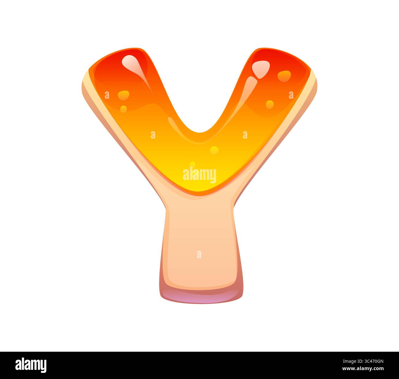 Süßigkeiten, süße Desserttyp, Zeichentrickkeks oder Bäckerei Konditorwaren, Vektorschrift. Desserttafel und englisches Alphabet süßer Kekse mit Gelee-Marmelade, Buchstabe Y für süßes Gebäck Stock Vektor