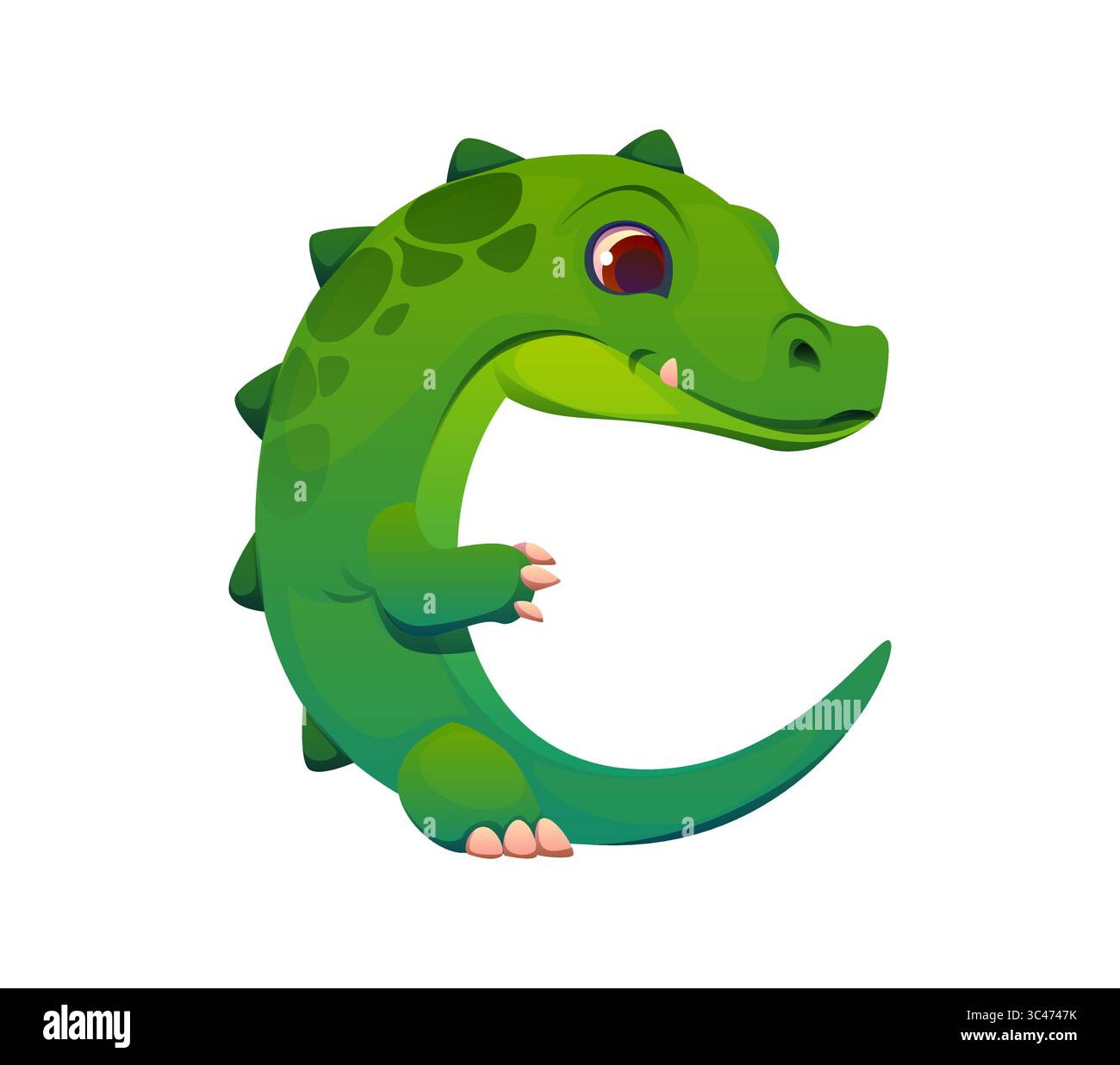 Buchstabe C als niedliches Krokodil-Reptilientier, Kinderalphabet, lustige Zoo-Maskottchen Schriftart, Kinder-englische Schriftart. Lustige Buchstaben vom Typ abc für die Kindererziehung mit lustigem Alligator oder Drachen Stock Vektor