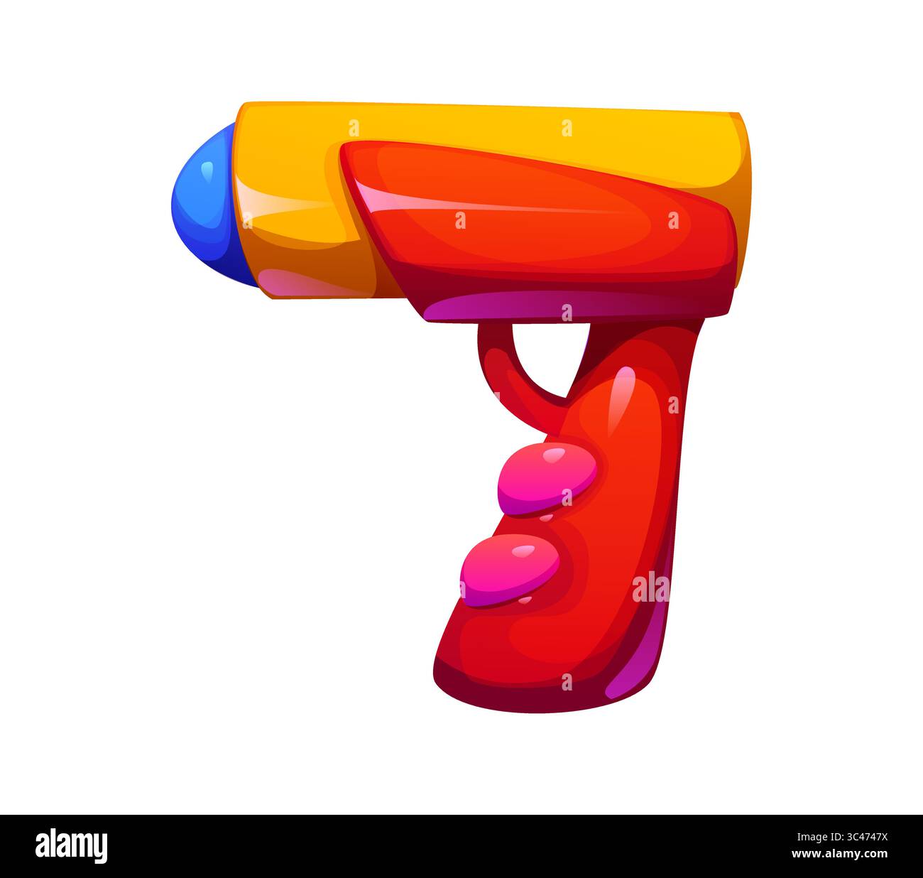 Sommerurlaub Cartoon Schriftart Wasserpistole Spielzeug Ziffer 7 7 7. Sommer Urlaub Mathematik Typ Ziffer, Touristen Freizeit Vektor Kinder ABC Schrift Zahlen Symbol. Schriftartnummer für Urlaubsreisen Stock Vektor