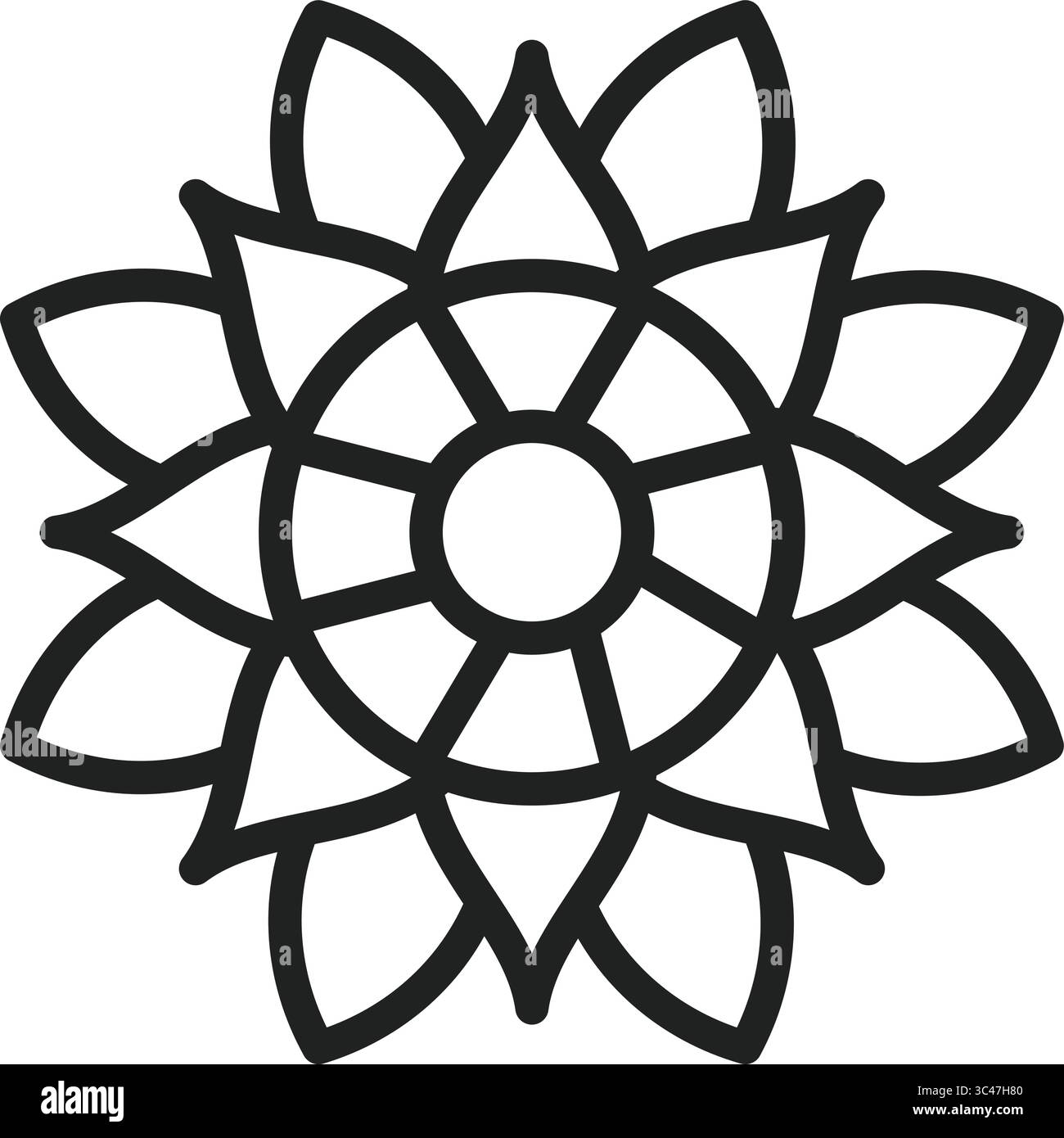 Symbol für Chakra. Geeignet für mobile Apps, Web-Apps und Printmedien. Stock Vektor