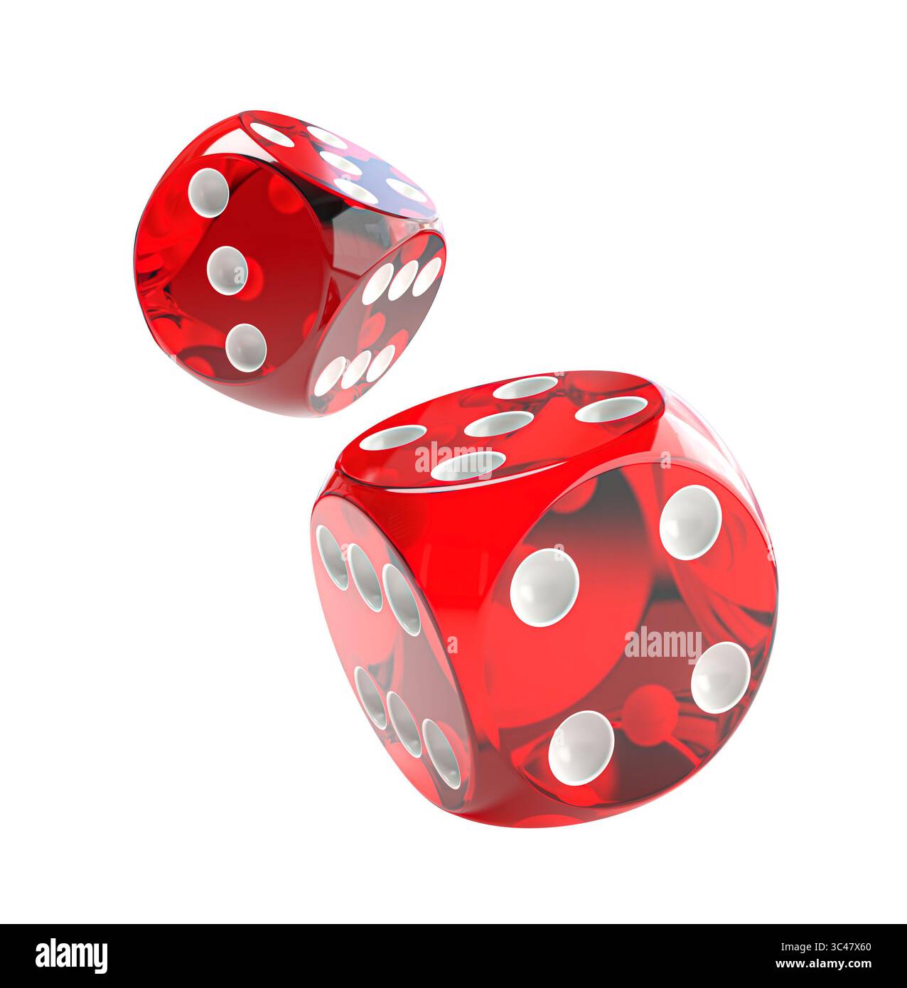 Rote durchscheinende Würfel 3D transparenter Hintergrund Stockfoto