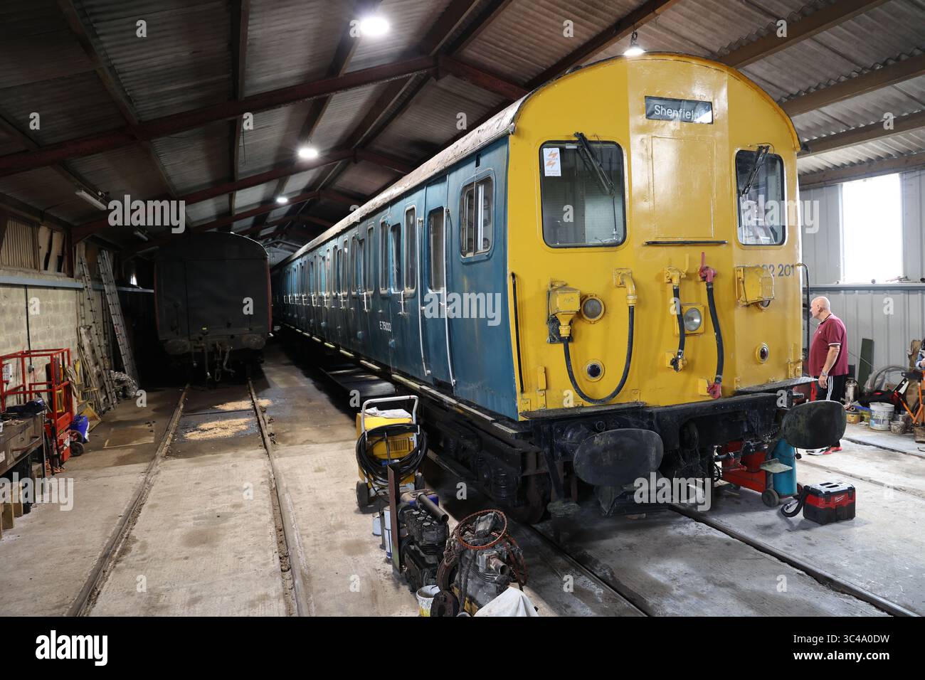 Elektrische Triebwagen im Eisenbahnmuseum von Mangapps Stockfoto