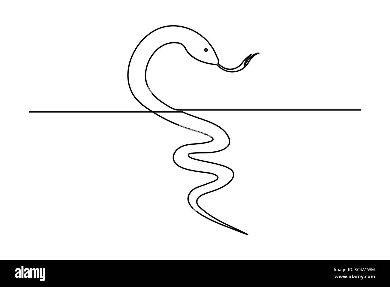 Einfaches, einzeiliges Design mit Schlangensymbol in minimalem Stil Stock Vektor