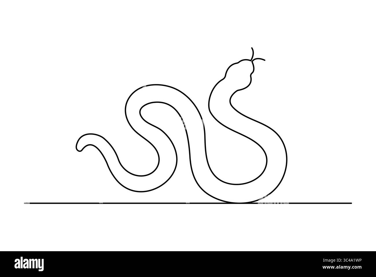 Einfaches, einzeiliges Design mit Schlangensymbol in minimalem Stil Stock Vektor