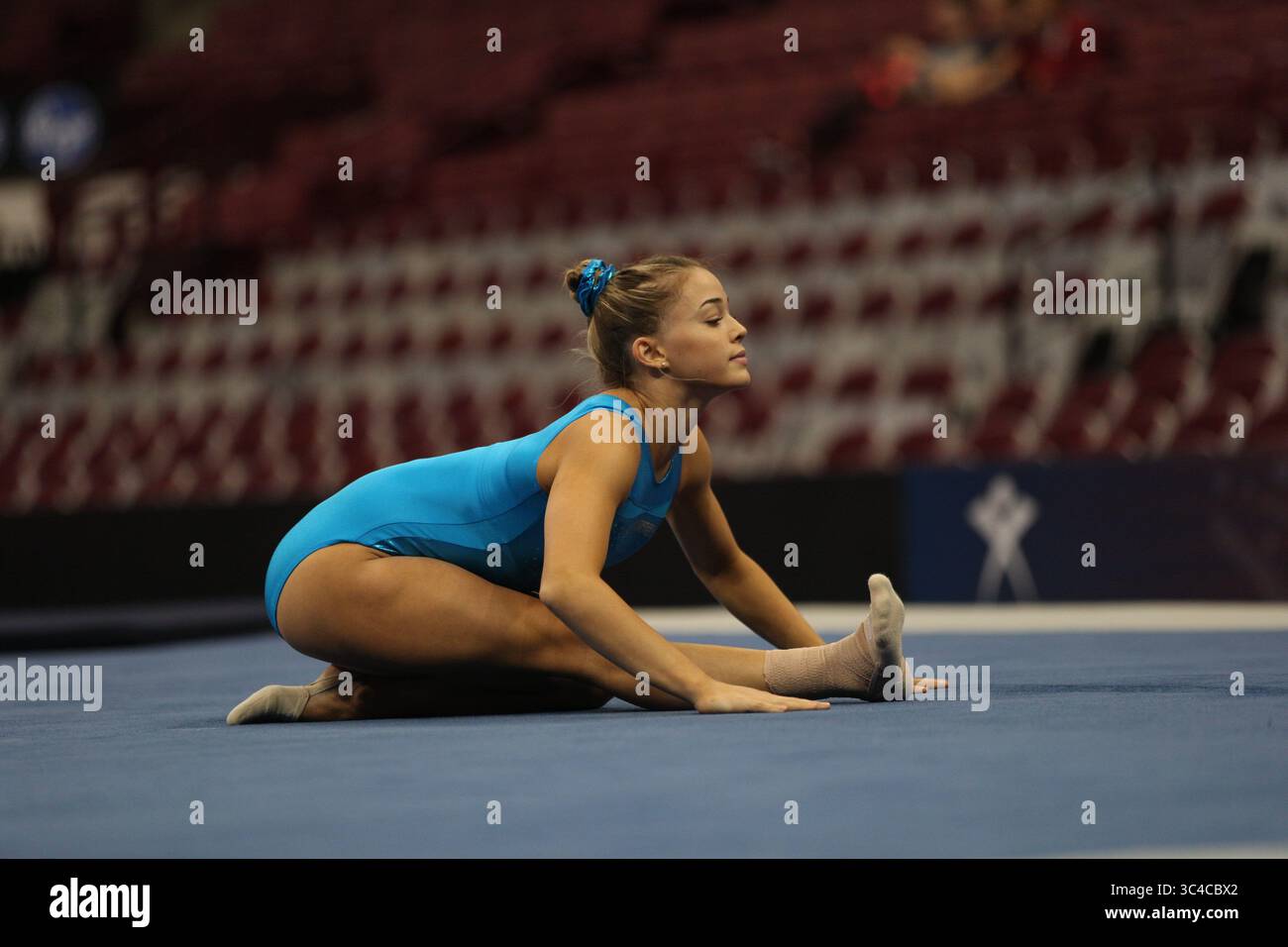27. Juli 2018: Olivia Dunne während des Podiumstrainings vor dem GK U.S. Classic Gymnastikwettbewerb in Columbus, OH. Melissa J. Perenson/CSM(Kreditbild: &Copy; Melissa J. Perenson/CSM via ZUMA Wire) Stockfoto