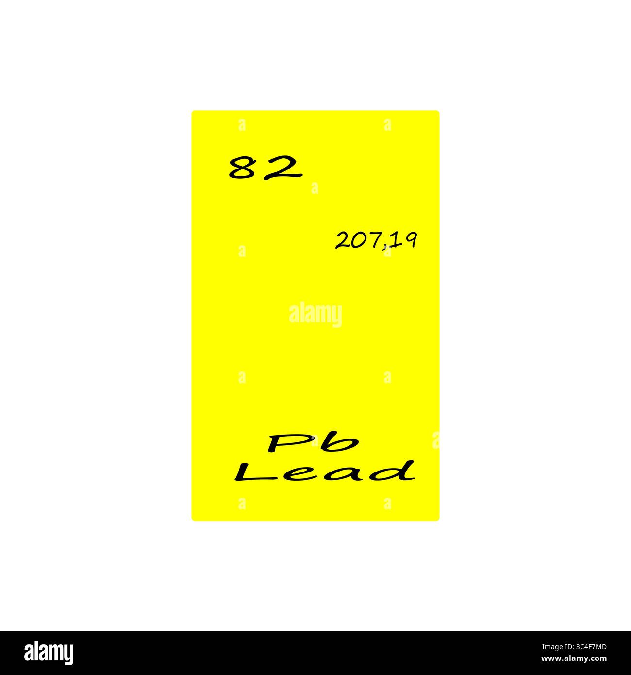 Abbildung der Elektrodenelemente. Zweiundachtzig Atomzahl. Chemisches Symbol Pb. Gelber Vektorhintergrund. Stock Vektor
