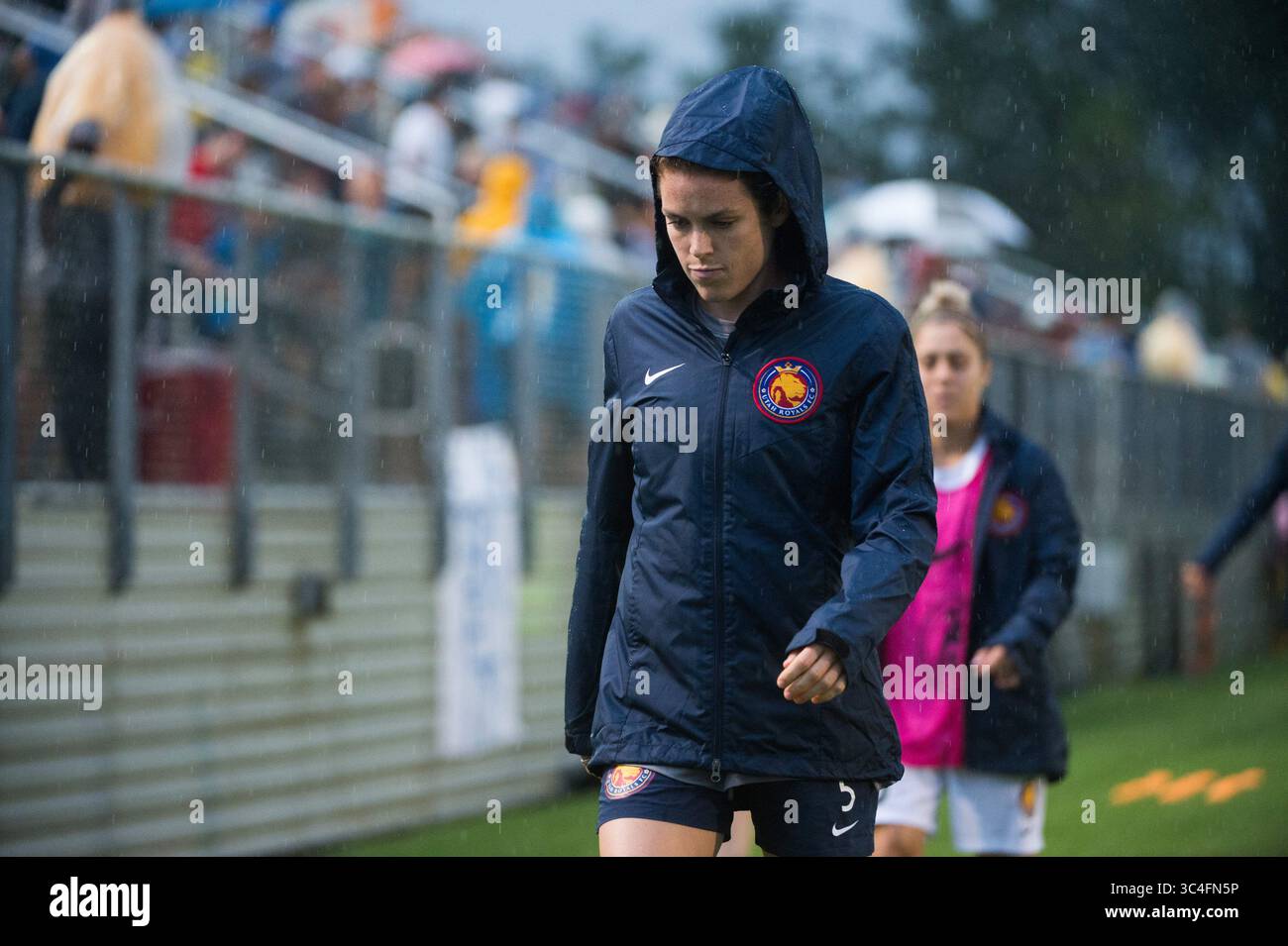 18. August 2018 – Piscataway Township, New Jersey, USA – PISCATAWAY TOWNSHIP, New Jersey – Samstag, 18. August 2018: Sky Blue nimmt sich während der regulären NWSL-Saison 2018 im Yurcak Field gegen Utah Royals FC auf. (Kreditbild: © Mike Lawrence/ISIPhotos via ZUMA Wire) Stockfoto