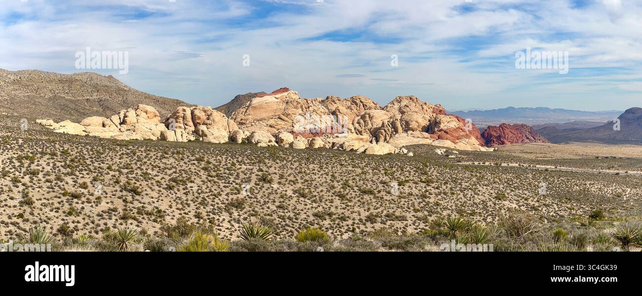 Panoramablick auf Calico Hills im Red Rock Canyon, Nevada Stockfoto
