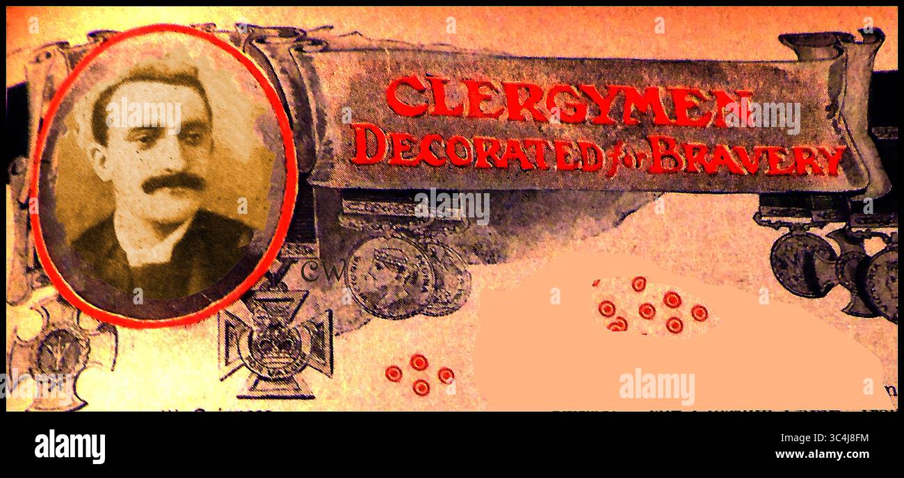 A1915 gedrucktes Porträt von Reverend Percy Wyndham Guinness (1875–1949) ehemaliger Aldershot Chaplain, der am 18. Mai 1875 in Dublin, Irland geboren wurde, Sohn von Robert und Dora, heiratete Frieda Katherine Thompson am 9. Dezember 1925 in Long Ditton, Surrey. Starb am 12. September 1948 in Ägypten im Alter von 73 Jahren Stockfoto
