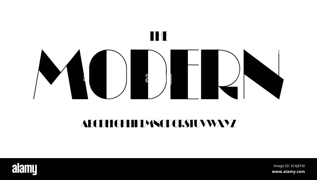 Elegantes Serifenalphabet, klassisches geometrisches Schriftbild, auffällige Schriftart für Mode-Logo, Beauty-Headline, luxuriöses Branding-Design, minimalistisches Magazin Stock Vektor