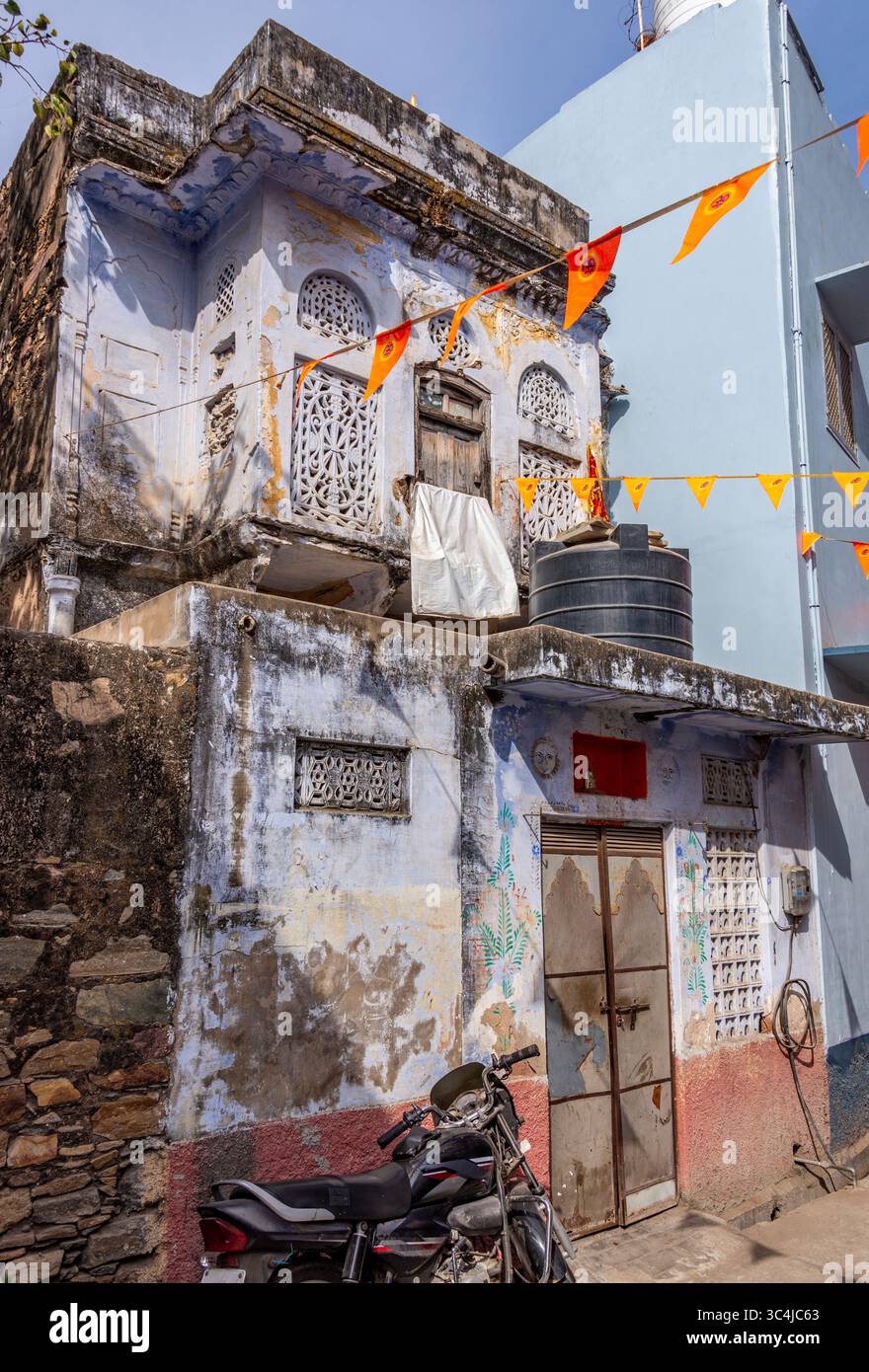 Altes Verwittertes Gebäude, Altstadt Von Pushkar Stockfoto