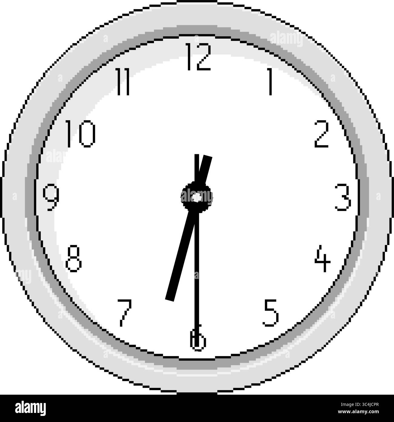 Pixel Art Clock bei halb sechs - Vektorillustration Stock Vektor