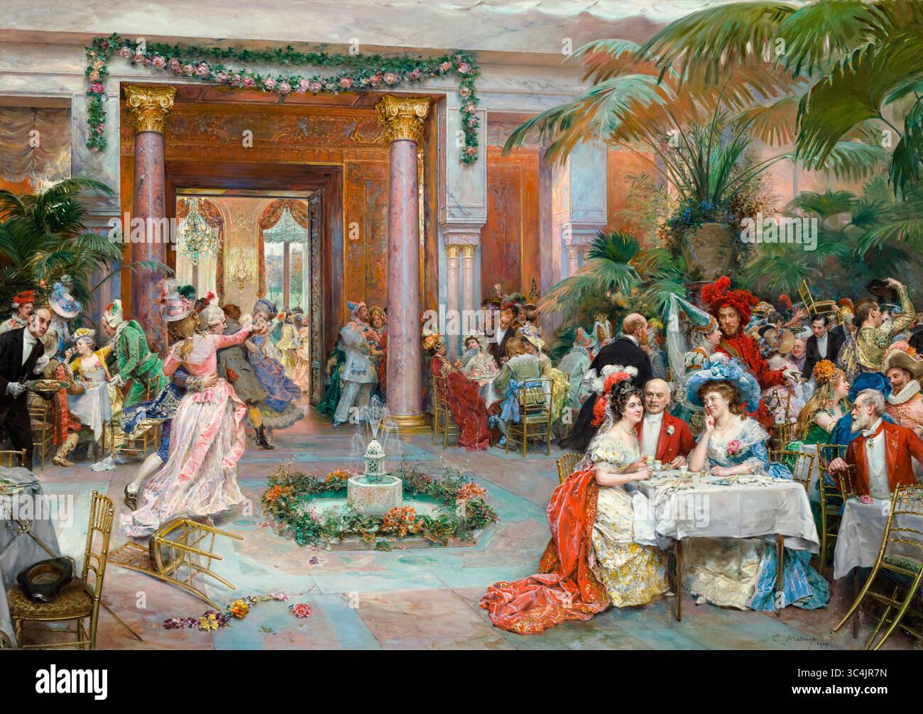 Raimundo de Madrazo, Masquerade Ball im Ritz Hotel, Paris, Ölgemälde auf Leinwand, 1909 Stockfoto