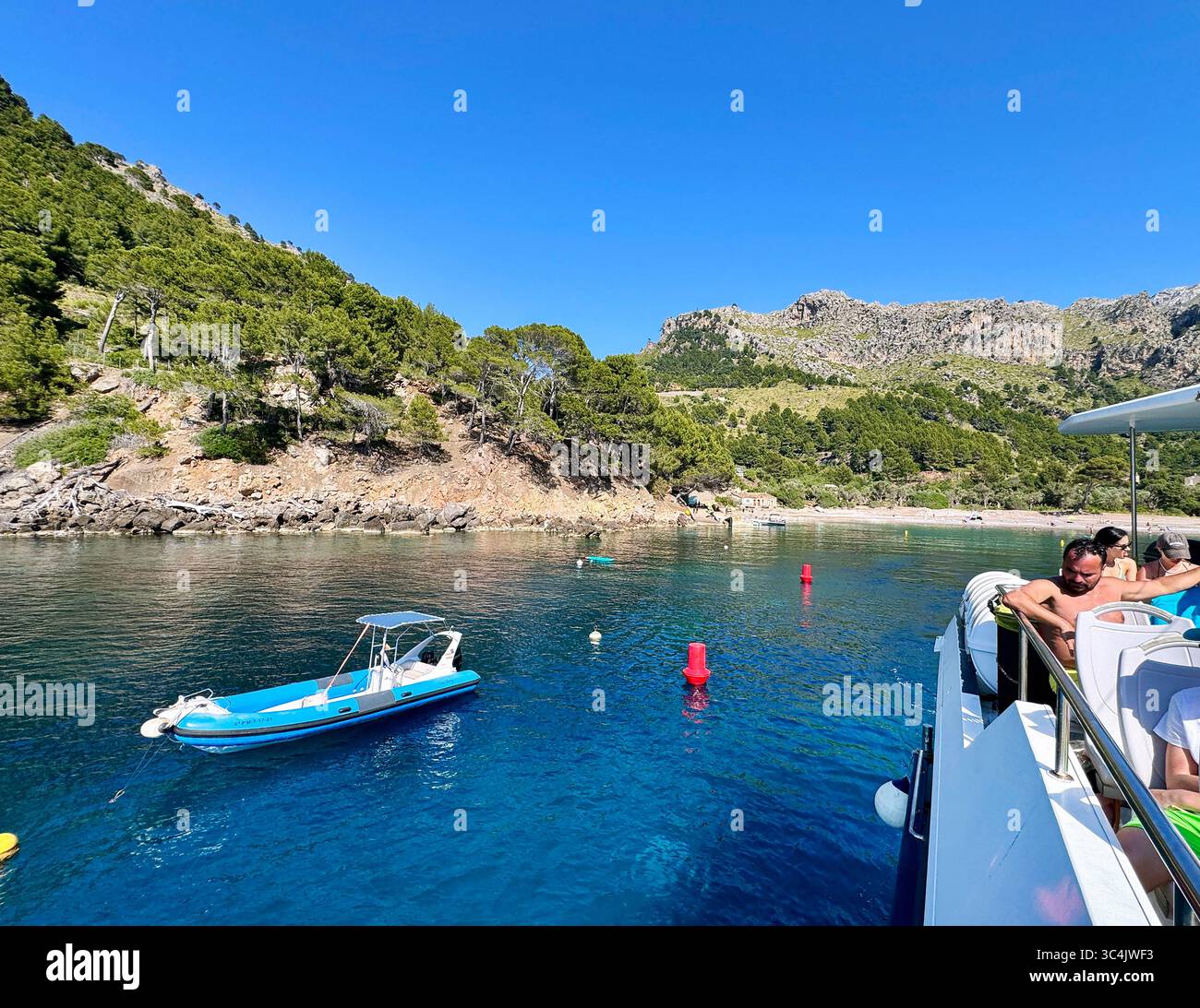 Bucht Cala Tuent im Tramuntana Gebirge, Mallorca, Spanien Stockfoto