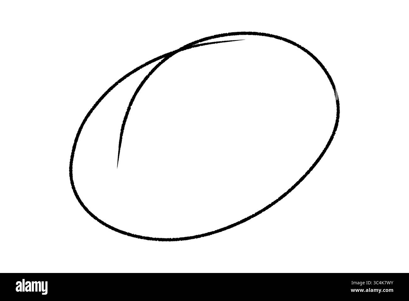 Handgezeichnete schwarze Kreise für die Hervorhebung von Text, kreisförmige Kritzelung runde Kreise isoliert auf transparentem Hintergrund Stockfoto