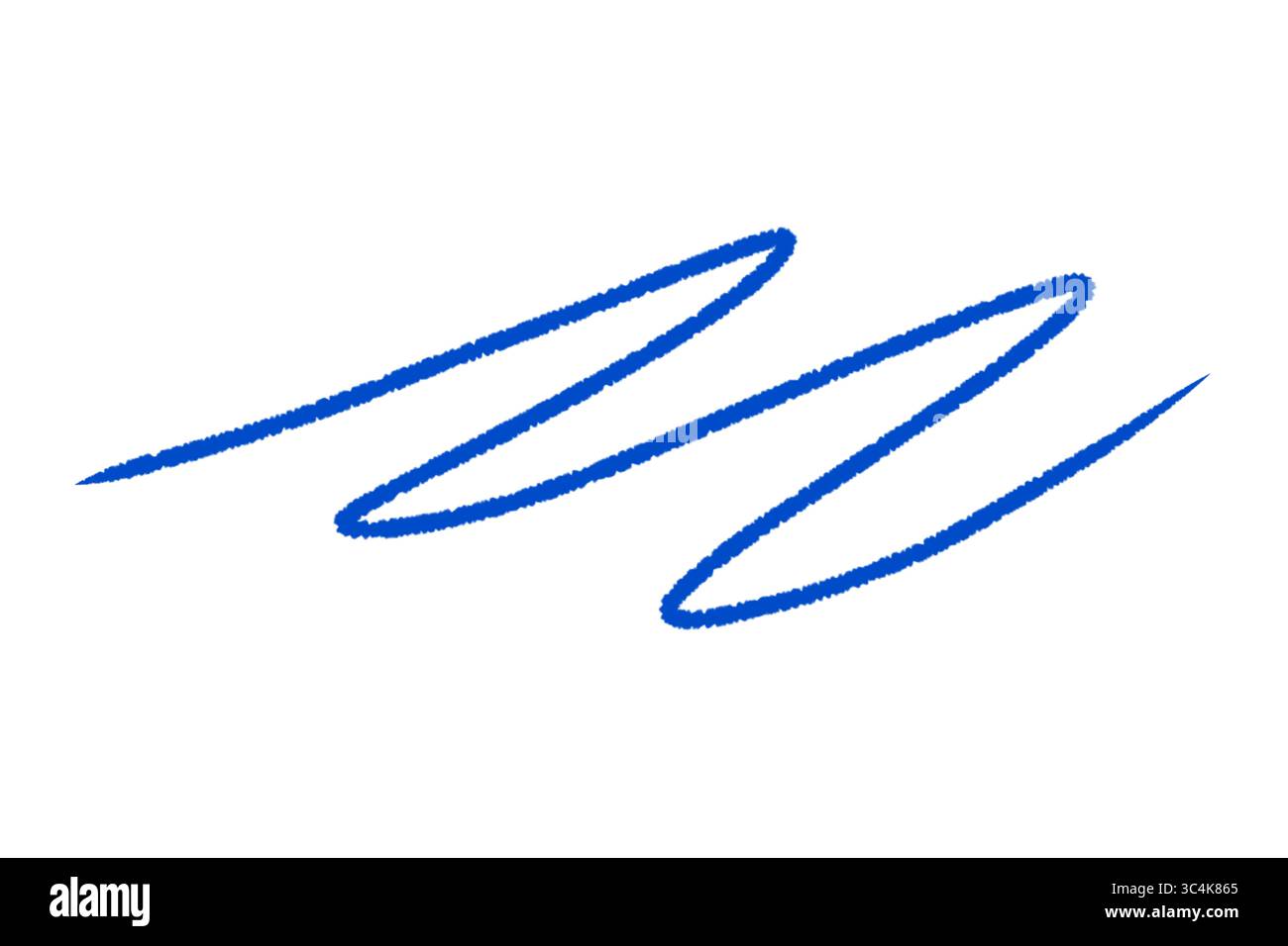 Blaue Markierungslinie, handgezeichnete Kontur, Doodle Style Element auf transparentem Hintergrund Stockfoto