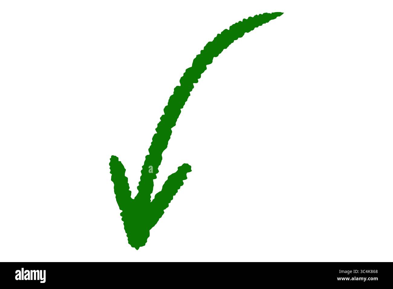 Gekrümmter grüner Pfeil, Diagrammpfeil, isoliert auf transparentem Hintergrund Stockfoto