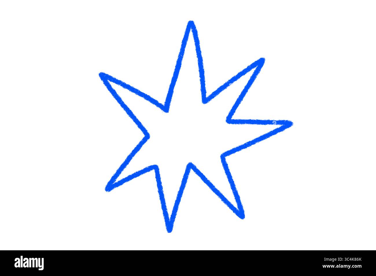 Blue Star Doodle, handgezeichnetes Symbol für Scrapbook oder Planner, isoliert auf transparentem Hintergrund Stockfoto
