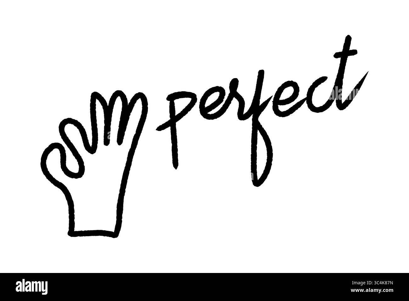 Perfekte Handgeste Doodle, OK Thunks Up, isoliert auf transparentem Hintergrund, Schwarze PNG-Illustration Stockfoto