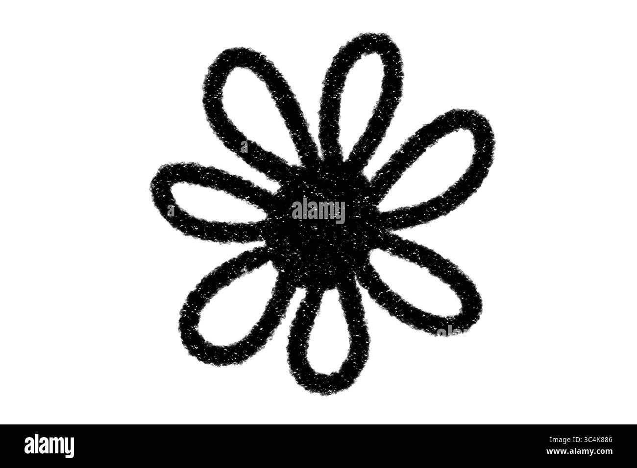 Handgezeichnete Blumen-Doodle-, Buntstift- und Kreidegrunge-Illustration, isoliert auf transparentem Hintergrund PNG Stockfoto