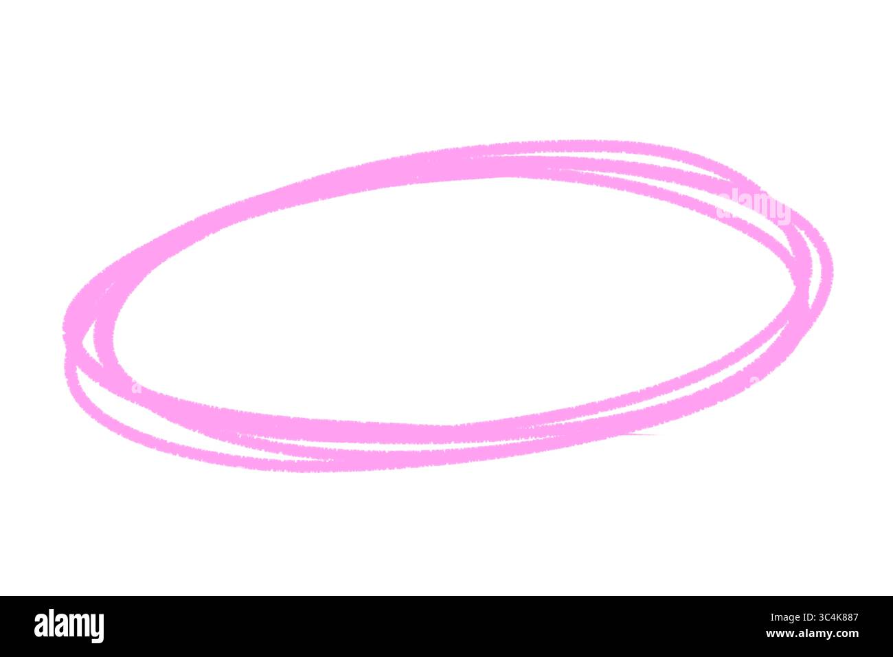 Handgezeichneter rosafarbener Kreis- und ovaler Umriss, Markierungsmarker Scribble, runde Doodle-Elemente isoliert auf transparentem Hintergrund, Kreis PNG Stockfoto