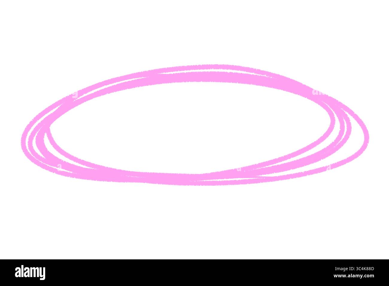 Handgezeichneter rosafarbener Kreis- und ovaler Umriss, Markierungsmarker Scribble, runde Doodle-Elemente isoliert auf transparentem Hintergrund, Kreis PNG Stockfoto