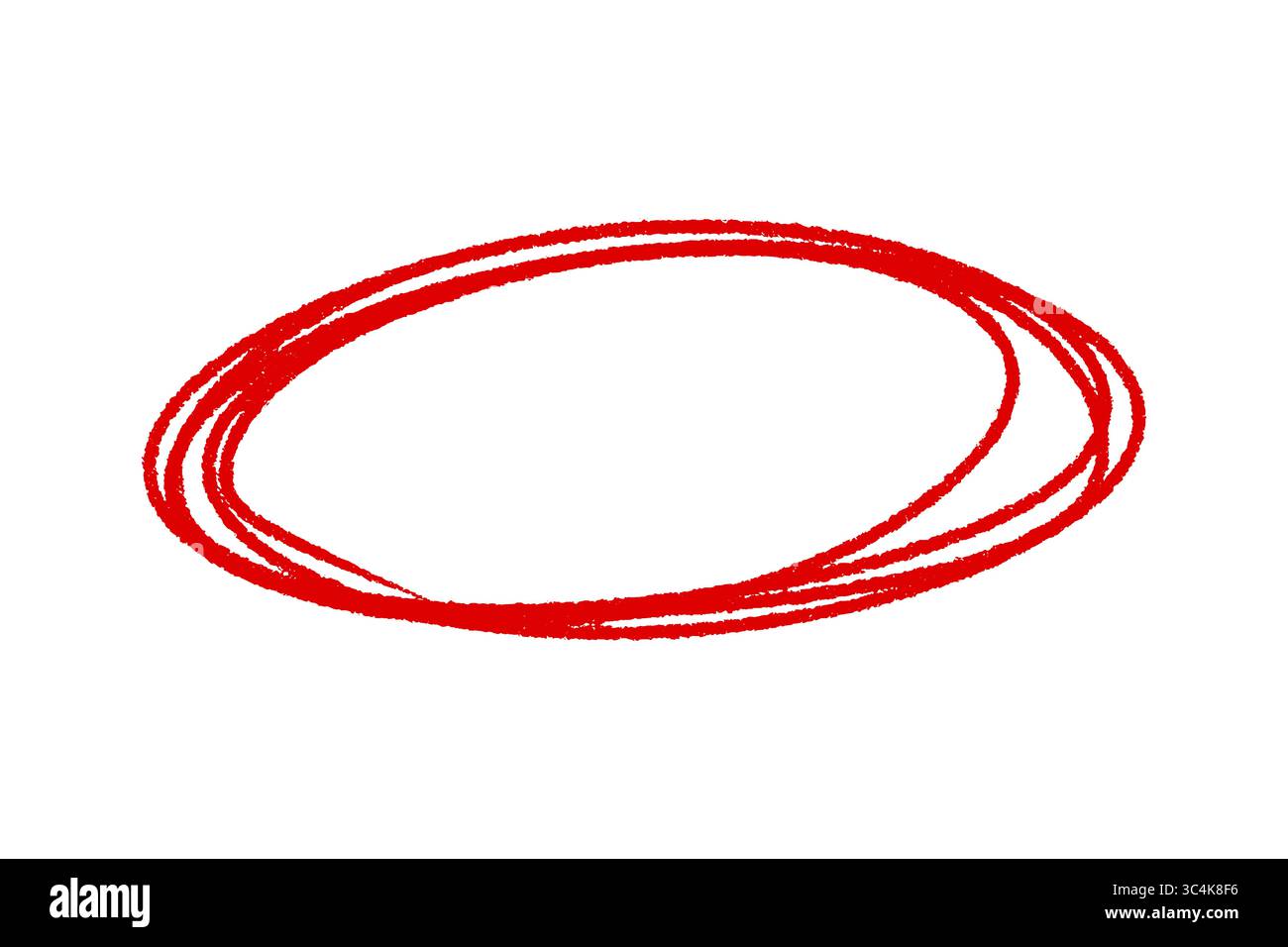 Rote Kreiskontur mit Doodle zur Hervorhebung, Handskizze Runde Hervorhebung, transparenter Hintergrund PNG Stockfoto