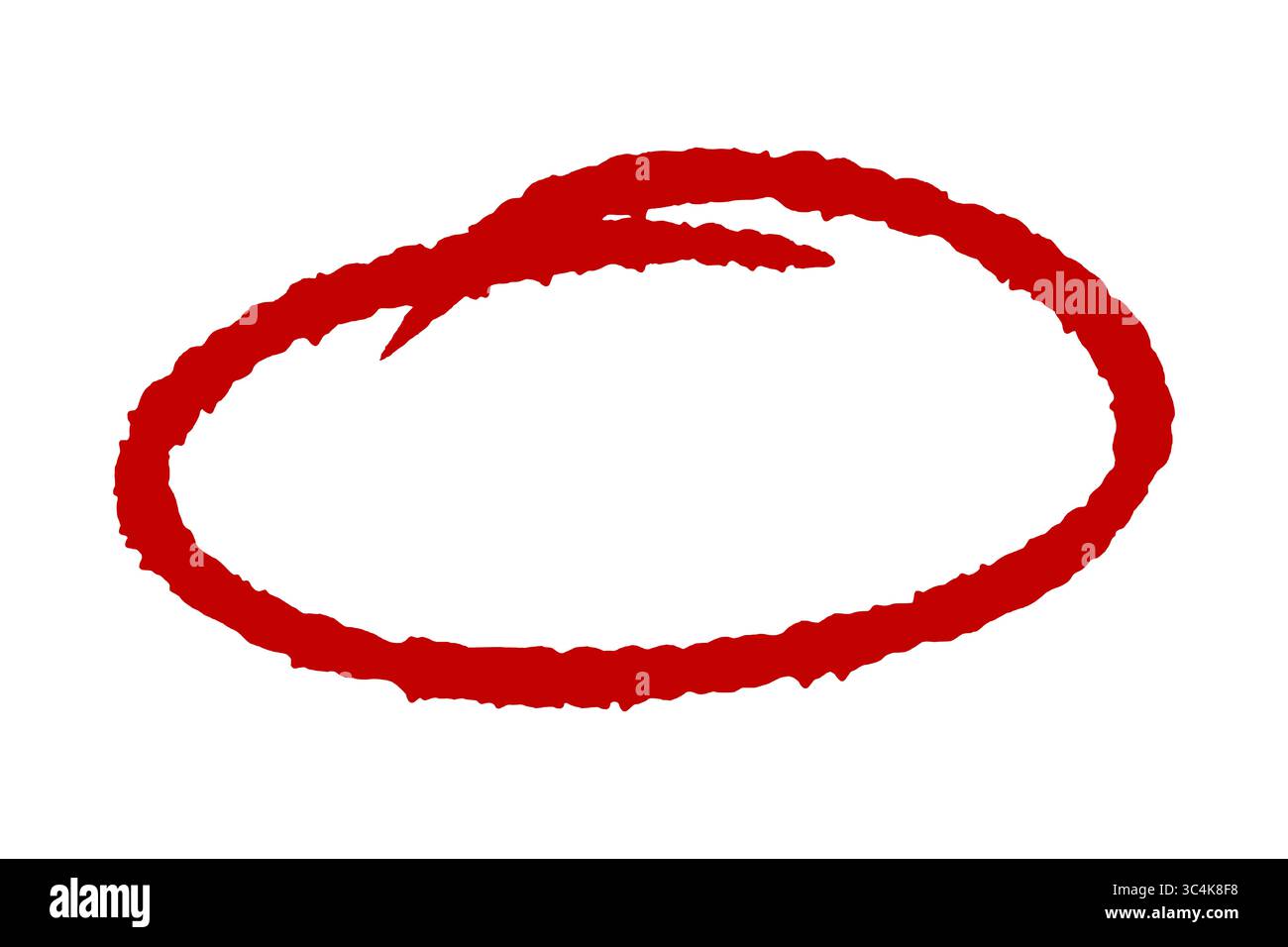 Handgezeichnete rote Kreisumrisse PNG, Hervorheben von Doodle, Scribble Runde Form isoliert auf transparentem Hintergrund Stockfoto