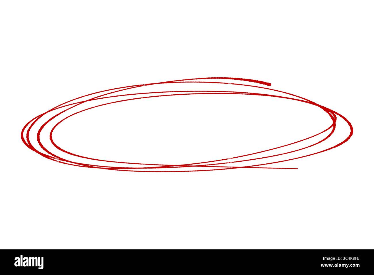 Rote handgezeichnete Kreismarkierung, Hervorhebungsring mit Scribble, transparentes PNG für Textbetonung Stockfoto