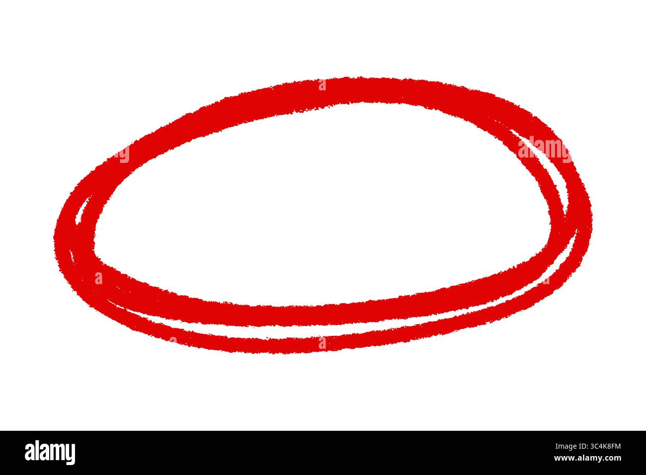 Rote handgezeichnete Kreismarkierung, Hervorhebungsring mit Scribble, transparentes PNG für Textbetonung Stockfoto