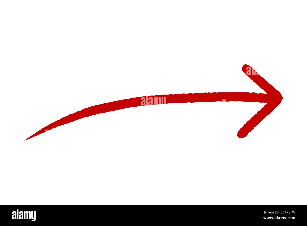 Gekrümmtes rotes Pfeilsymbol, Diagrammanzeige, isoliert auf transparentem Hintergrund Stockfoto