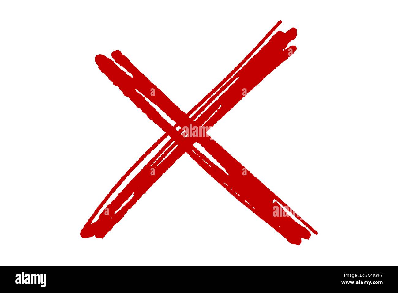 Handgezeichneter roter Kreuzmarker PNG-Abbruchsymbol, X-Symbol, falsches Zeichen auf transparentem Hintergrund Stockfoto