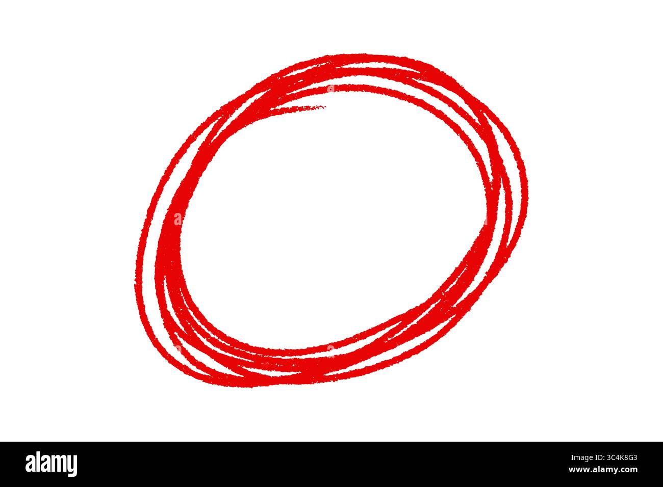 Rote Kreiskontur mit Doodle zur Hervorhebung, Handskizze Runde Hervorhebung, transparenter Hintergrund PNG Stockfoto