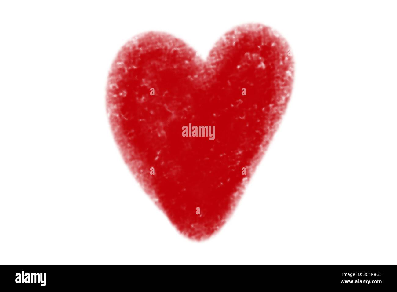 Grunge Rotes Herz, handgezeichnetes Herzsymbol, isoliert auf transparentem Hintergrund Stockfoto