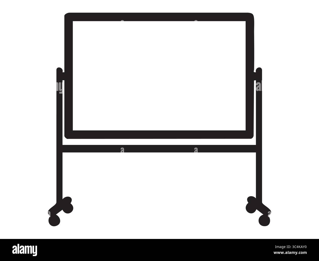 Schwarze Silhouette des Flipcharts auf dem Ständer, isoliert auf weißem Hintergrund, grafische Abbildung. Vorstellung, Bürowerkzeug, Lehrmittel Stock Vektor