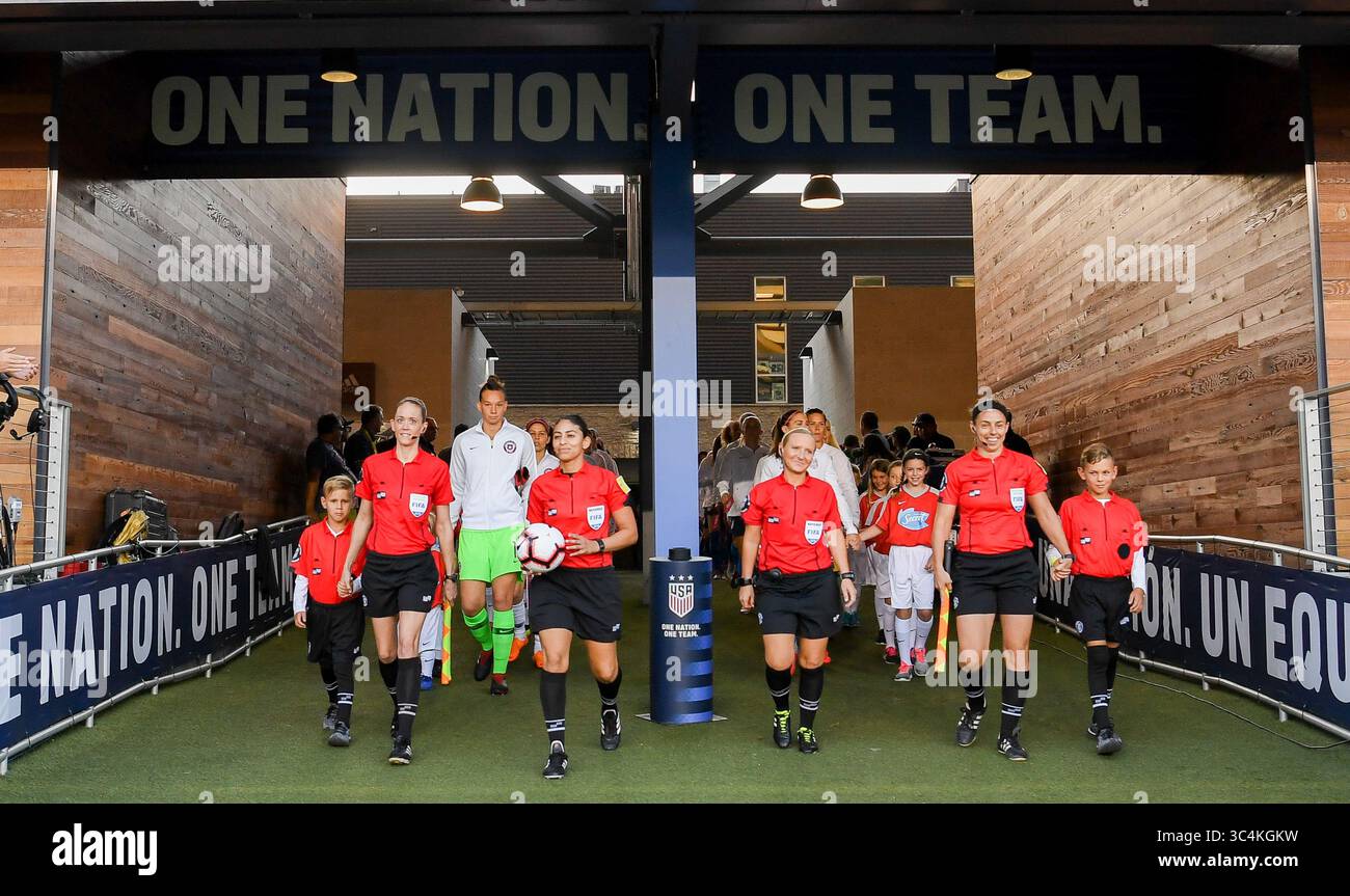 4. September 2018 - San Jose, Kalifornien, USA - San Jose, CA - Dienstag, 31. August 2018: Die Nationalmannschaften der Frauen der USA und Chiles (CHI) spielen in einem internationalen Freundschaftsspiel im Avaya Stadium. (Kreditbild: © Brad Smith/ISIPhotos via ZUMA Wire) Stockfoto