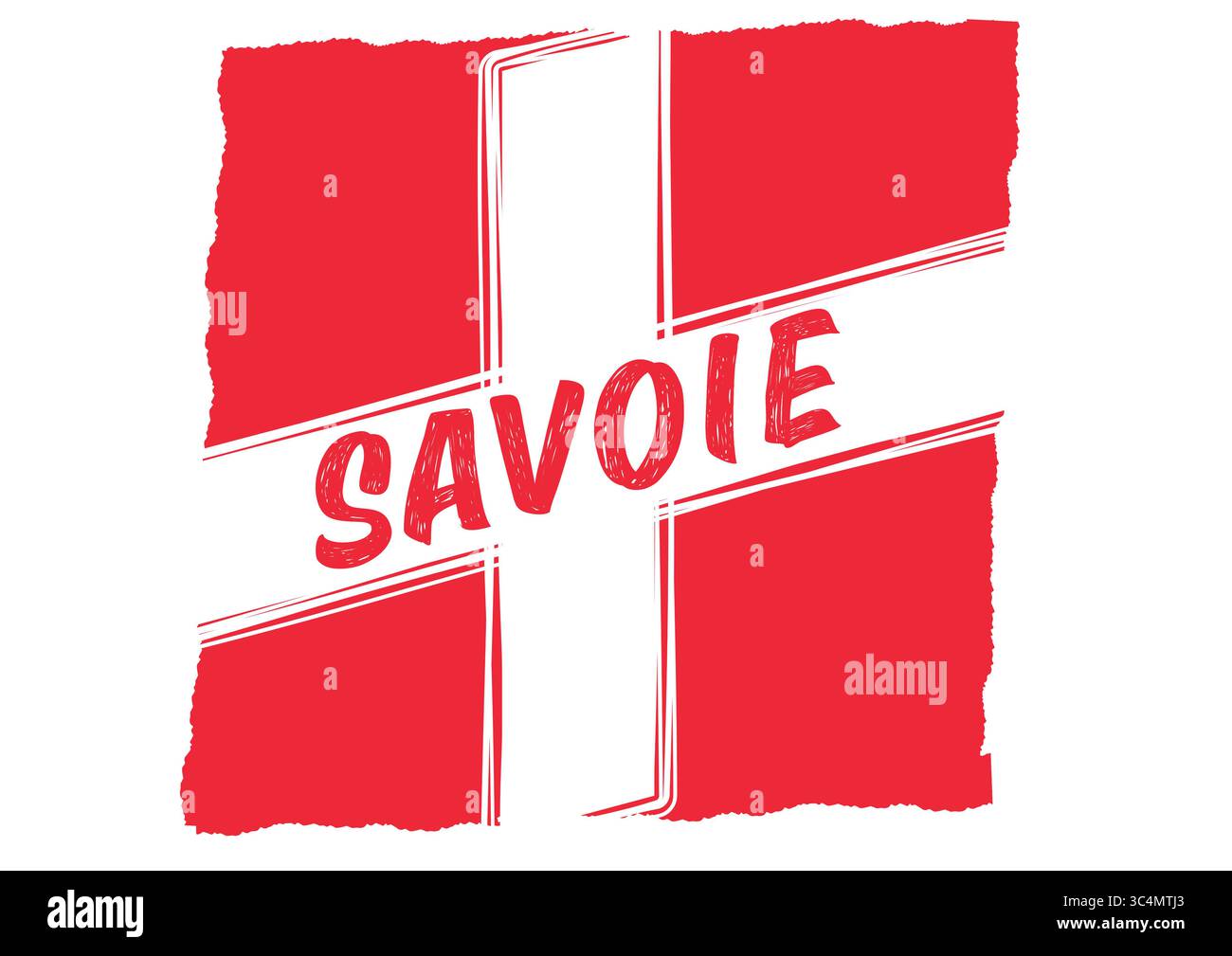 Flache Vektor-Illustration des historischen Wappens von Savoie, Frankreich – modernes und minimales Wappen, das alpines regionales ID darstellt Stockfoto